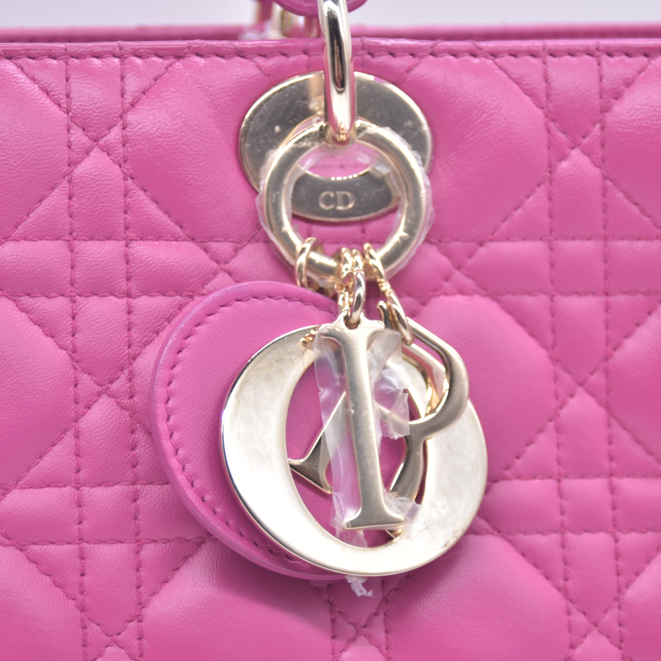 $7000 Damaged Christian Dior Lambskin Cannage Large Lady Dior Fuchsia CONSIGNMENT