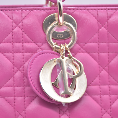 $7000 Damaged Christian Dior Lambskin Cannage Large Lady Dior Fuchsia CONSIGNMENT