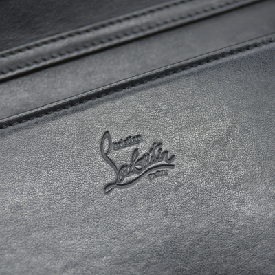 $1490 CHRISTIAN LOUBOUTIN Calfskin Patent Spikes Paloma Clutch Black