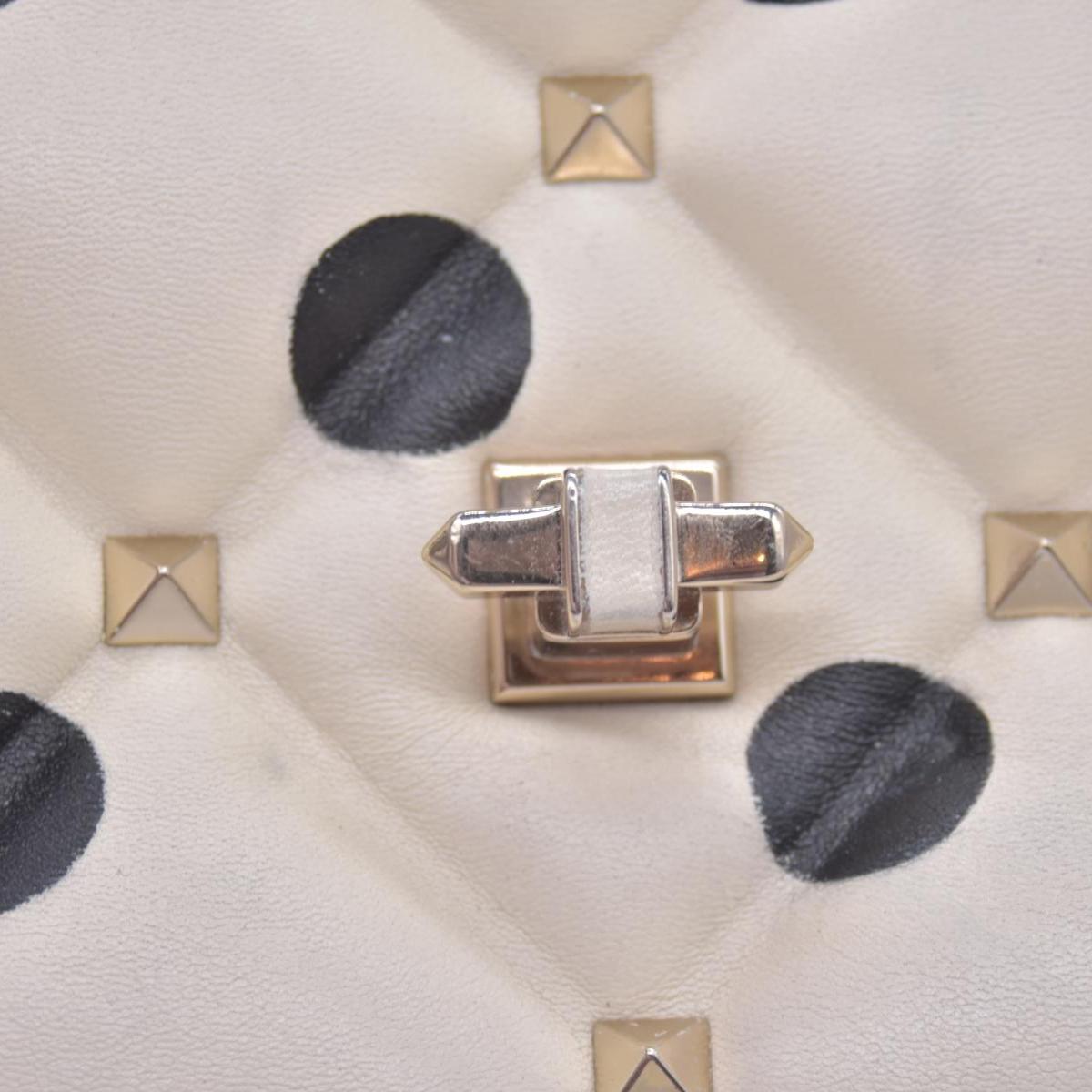 $2675 VALENTINO Lambskin Polka Dot Rockstud Candystud Shoulder Bag Light Ivory CONSIGNMENT 10021273