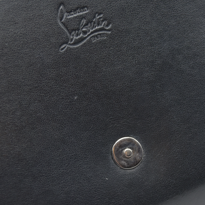 $1490 CHRISTIAN LOUBOUTIN Calfskin Patent Spikes Paloma Clutch Black