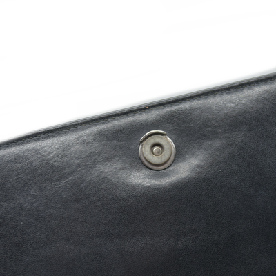 $1490 CHRISTIAN LOUBOUTIN Calfskin Patent Spikes Paloma Clutch Black