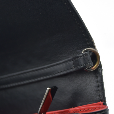 $1490 CHRISTIAN LOUBOUTIN Calfskin Patent Spikes Paloma Clutch Black