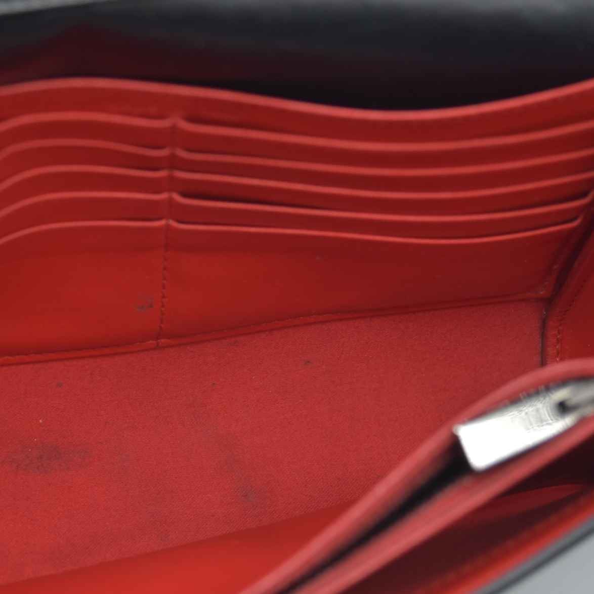 $1490 CHRISTIAN LOUBOUTIN Calfskin Patent Spikes Paloma Clutch Black