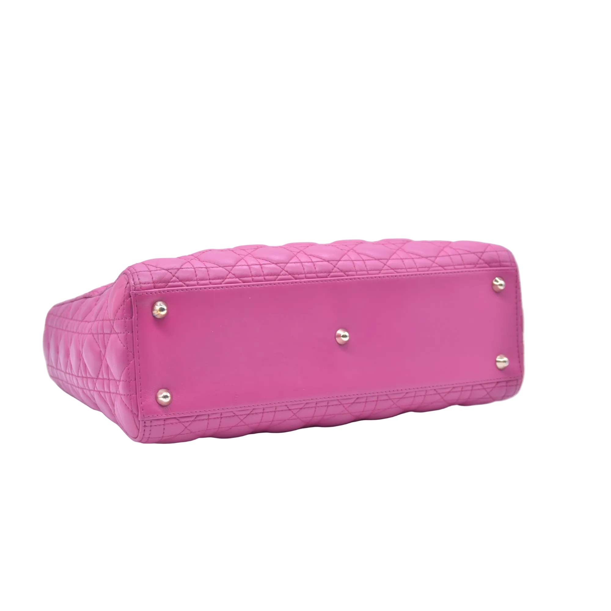 $7000 Damaged Christian Dior Lambskin Cannage Large Lady Dior Fuchsia CONSIGNMENT