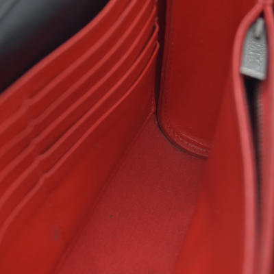 $1490 CHRISTIAN LOUBOUTIN Calfskin Patent Spikes Paloma Clutch Black