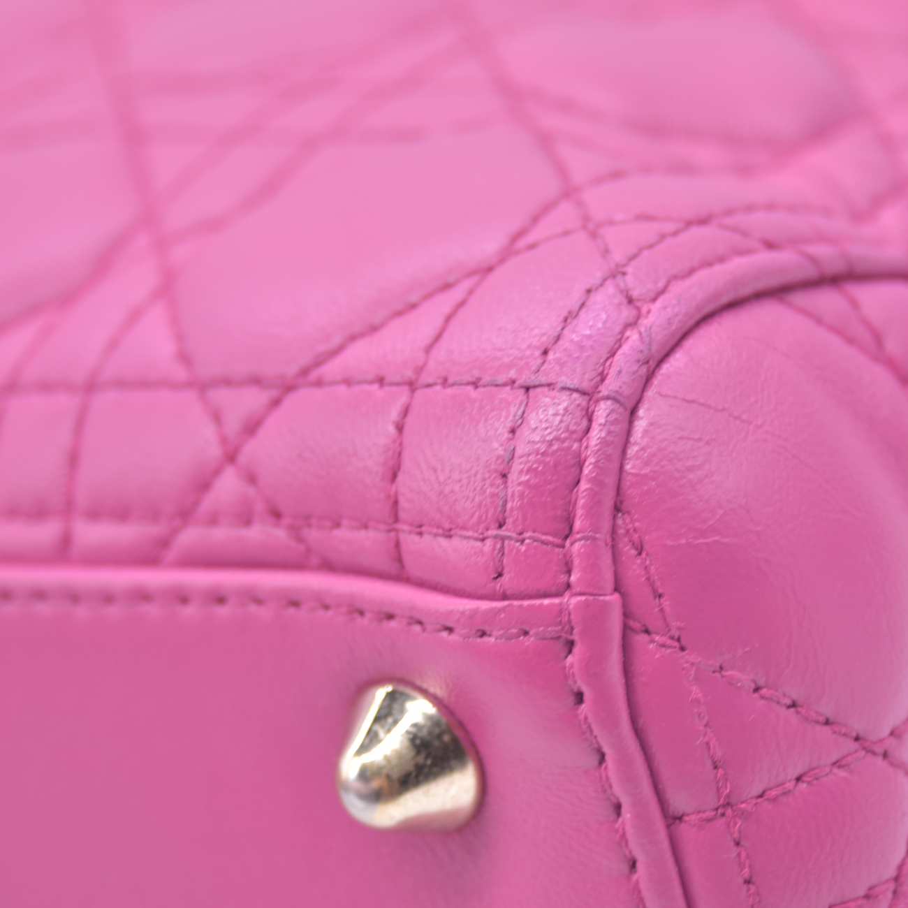 $7000 Damaged Christian Dior Lambskin Cannage Large Lady Dior Fuchsia CONSIGNMENT