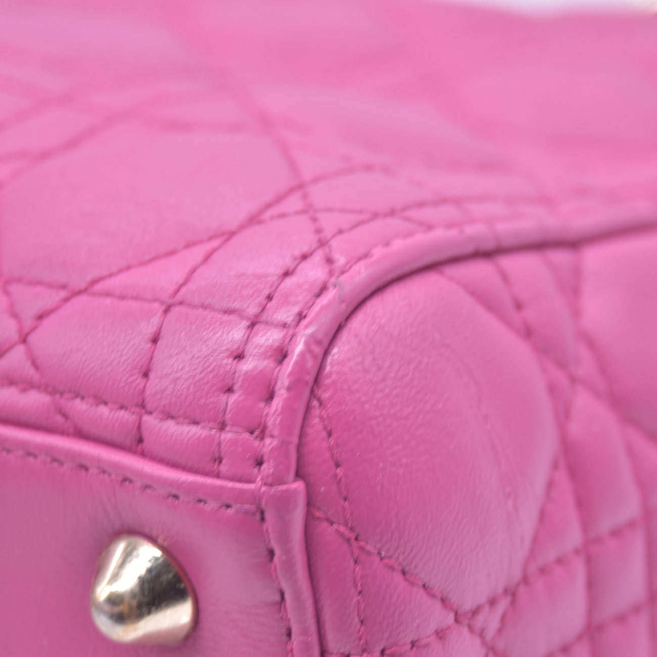 $7000 Damaged Christian Dior Lambskin Cannage Large Lady Dior Fuchsia CONSIGNMENT