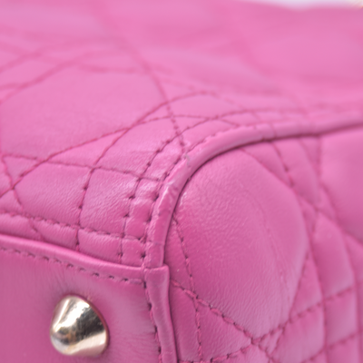 $7000 Damaged Christian Dior Lambskin Cannage Large Lady Dior Fuchsia CONSIGNMENT