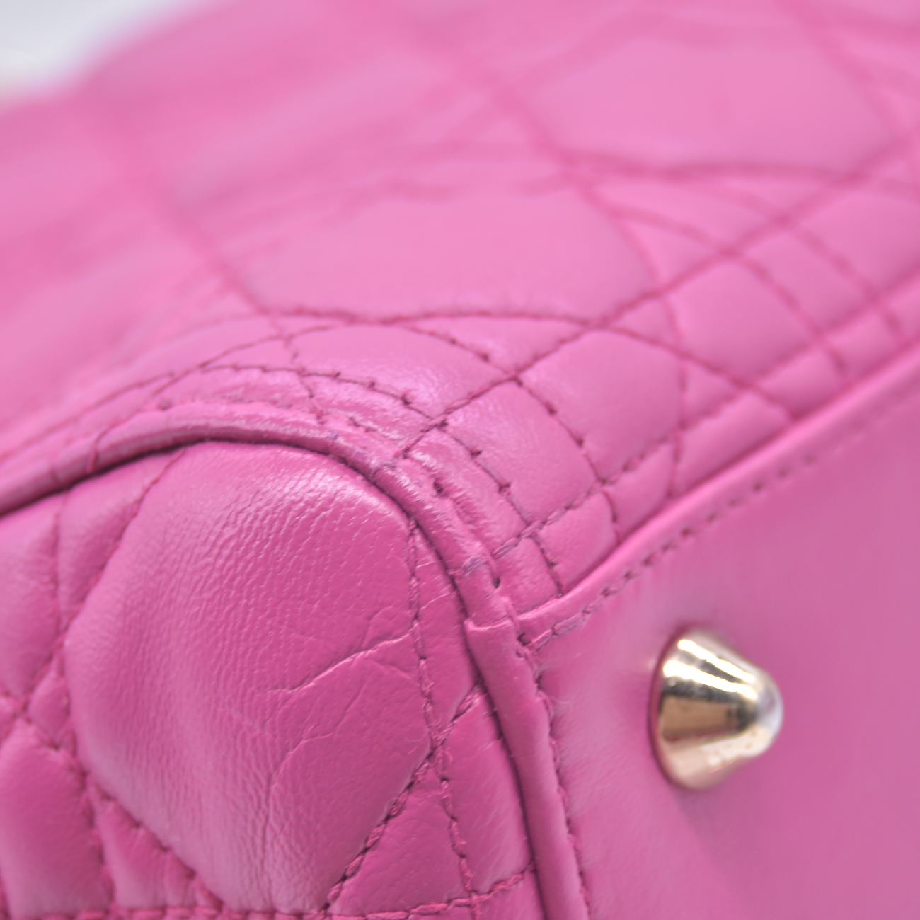 $7000 Damaged Christian Dior Lambskin Cannage Large Lady Dior Fuchsia CONSIGNMENT