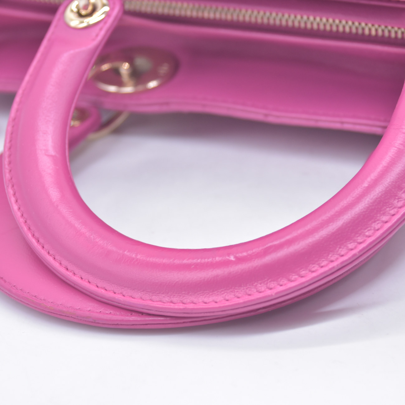 $7000 Damaged Christian Dior Lambskin Cannage Large Lady Dior Fuchsia CONSIGNMENT