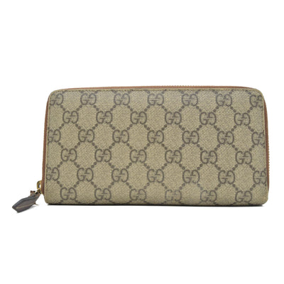 Gucci GG Supreme Monogram Cuoio Toscano Zip Around Wallet Beige Ebony Cuir CONSINGMENT
