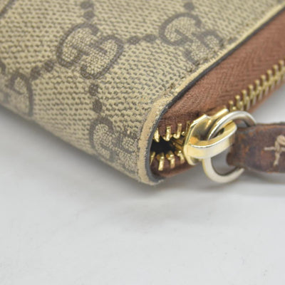 Gucci GG Supreme Monogram Cuoio Toscano Zip Around Wallet Beige Ebony Cuir CONSINGMENT