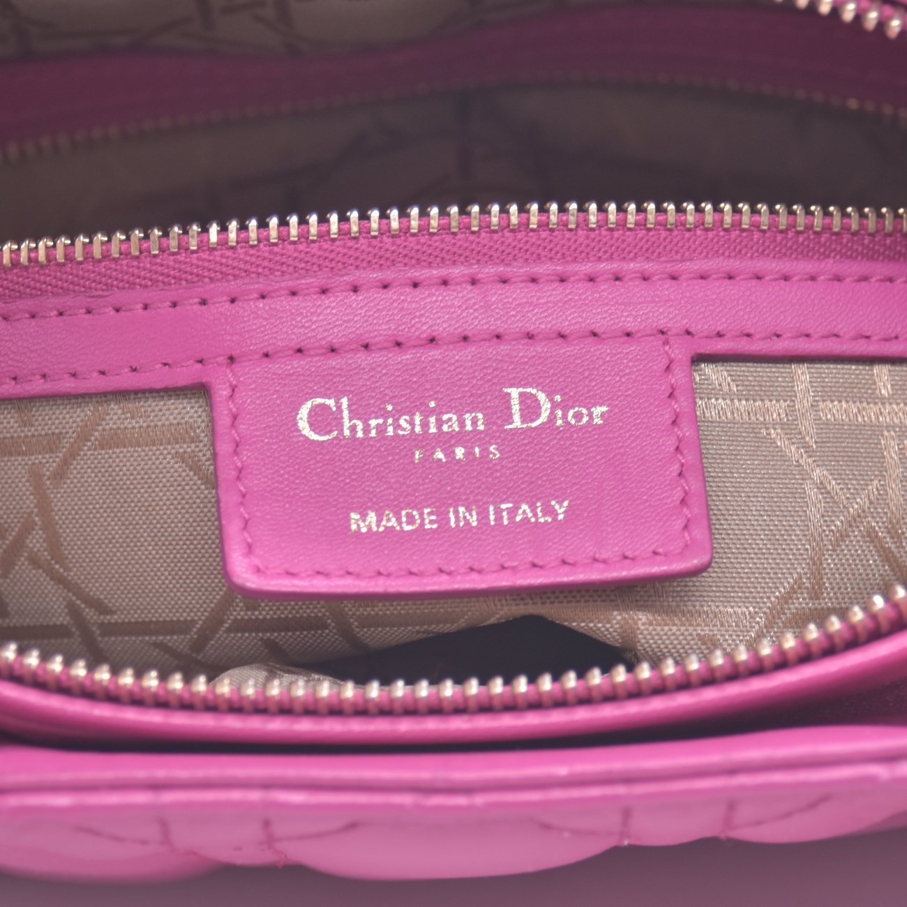 $7000 Damaged Christian Dior Lambskin Cannage Large Lady Dior Fuchsia CONSIGNMENT