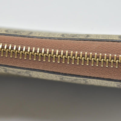 Gucci GG Supreme Monogram Cuoio Toscano Zip Around Wallet Beige Ebony Cuir CONSINGMENT