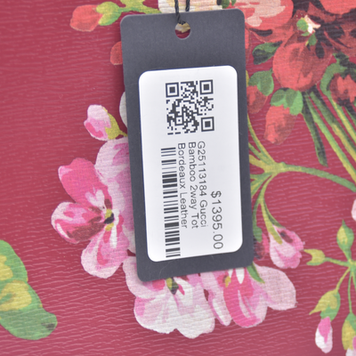 $3200 Gucci Bamboo Blooms Shopper Burgundy CONSIGNMENT