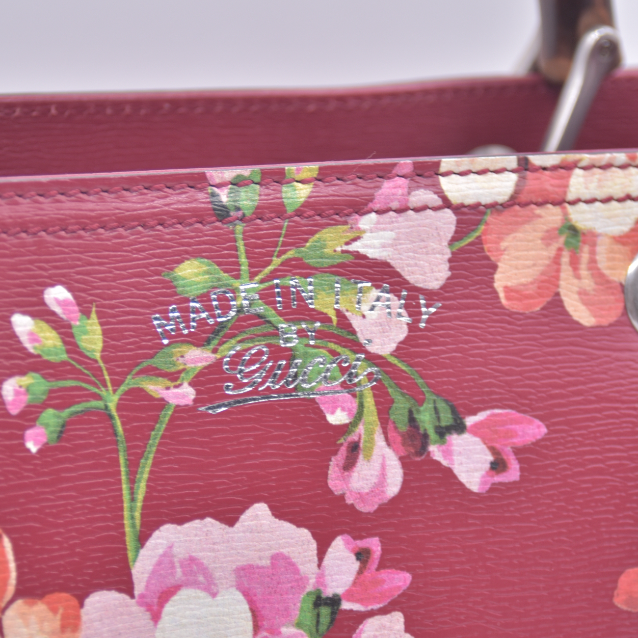 $3200 Gucci Bamboo Blooms Shopper Burgundy CONSIGNMENT