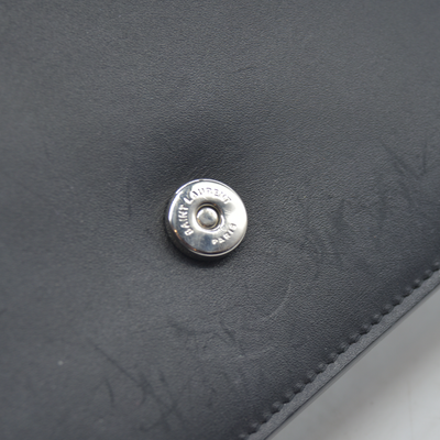 $2100 Saint Laurent Smooth Calfskin Classic Monogram Kate Tassel Chain Wallet Black