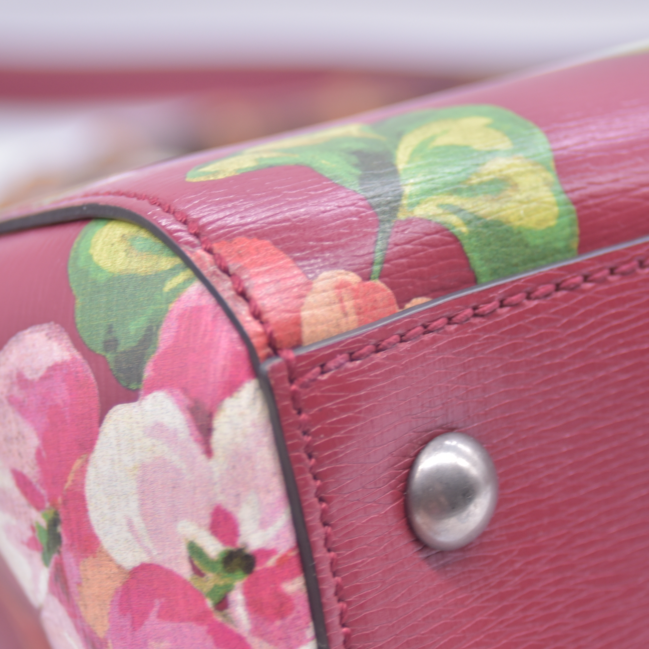 $3200 Gucci Bamboo Blooms Shopper Burgundy CONSIGNMENT