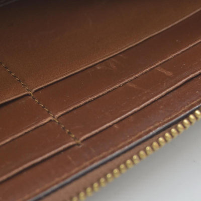 Gucci GG Supreme Monogram Cuoio Toscano Zip Around Wallet Beige Ebony Cuir CONSINGMENT