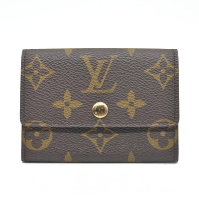 $430 Louis Vuitton Monogram Porte Monnaie Plat Coin Purse Wallet Brown
