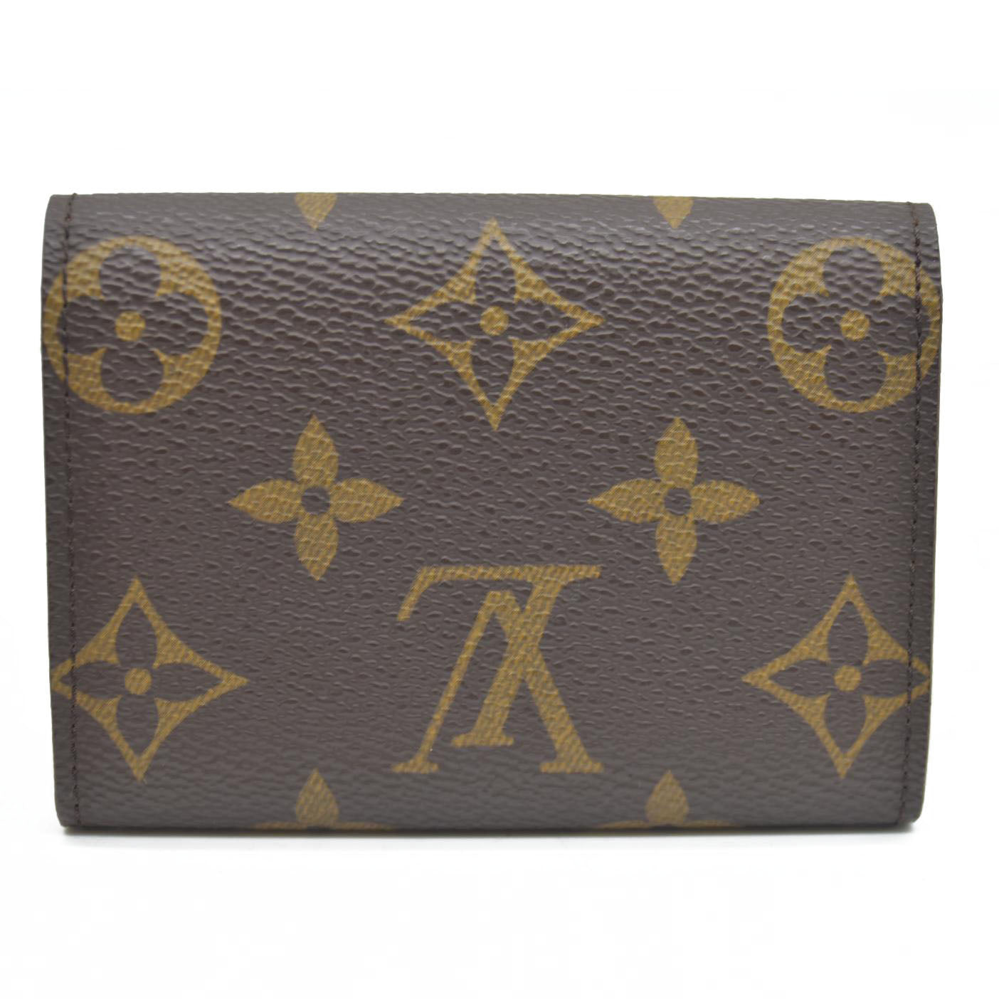 $430 Louis Vuitton Monogram Porte Monnaie Plat Coin Purse Wallet Brown