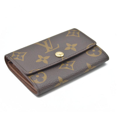 $430 Louis Vuitton Monogram Porte Monnaie Plat Coin Purse Wallet Brown
