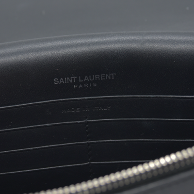 $2100 Saint Laurent Smooth Calfskin Classic Monogram Kate Tassel Chain Wallet Black