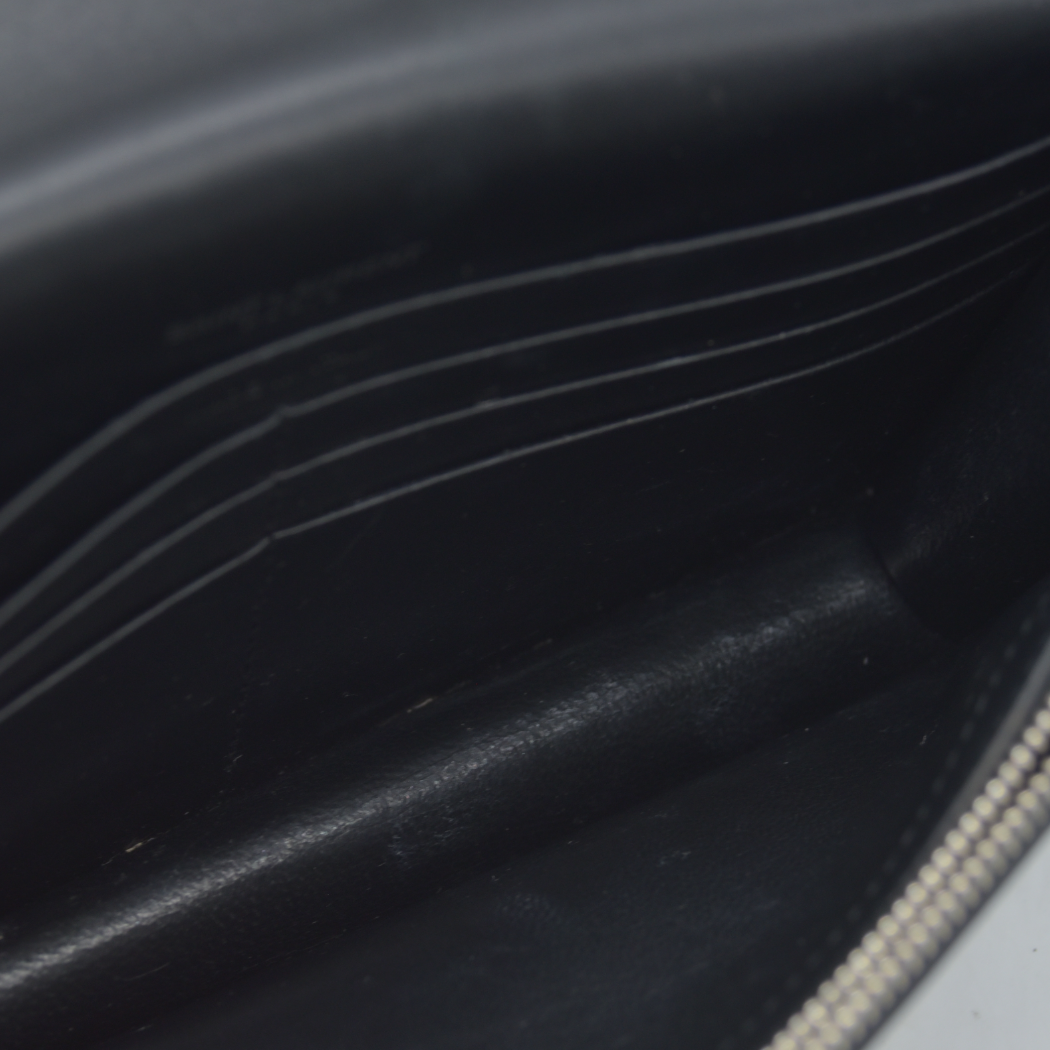 $2100 Saint Laurent Smooth Calfskin Classic Monogram Kate Tassel Chain Wallet Black