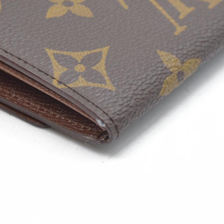 $430 Louis Vuitton Monogram Porte Monnaie Plat Coin Purse Wallet Brown