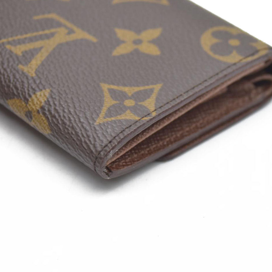 $430 Louis Vuitton Monogram Porte Monnaie Plat Coin Purse Wallet Brown