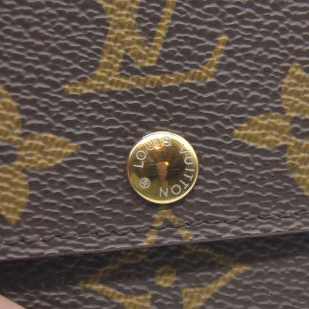 $430 Louis Vuitton Monogram Porte Monnaie Plat Coin Purse Wallet Brown