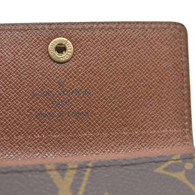 $430 Louis Vuitton Monogram Porte Monnaie Plat Coin Purse Wallet Brown