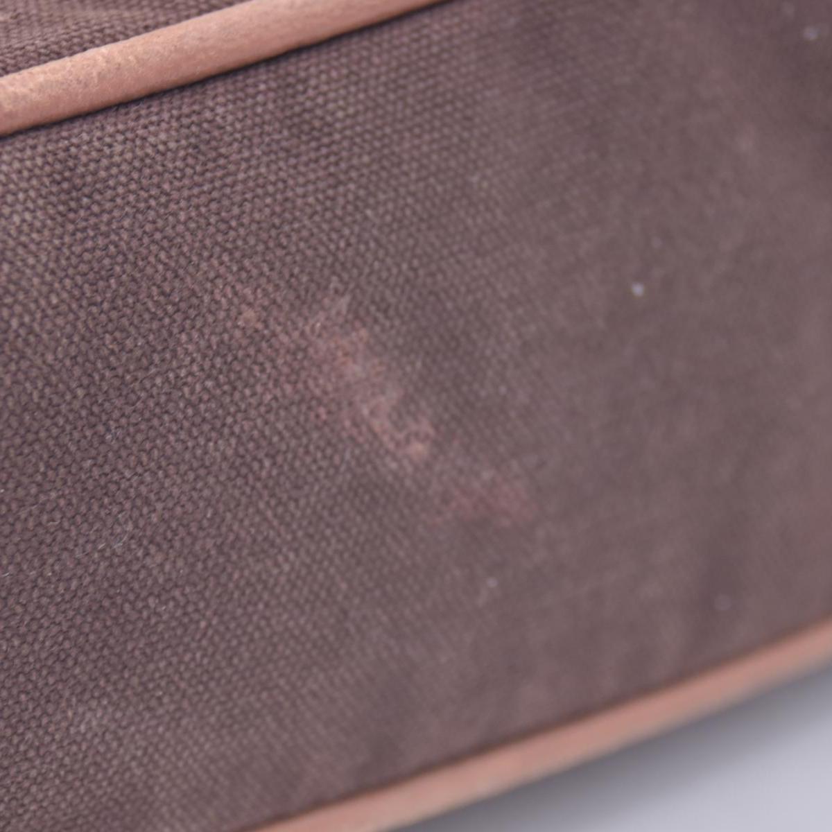 $520 HERMES Cotton Canvas Bolide MM Cosmetic Pouch Brown CONSIGNMENT 10021211
