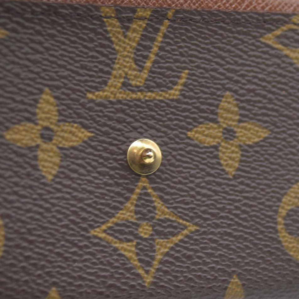 $430 Louis Vuitton Monogram Porte Monnaie Plat Coin Purse Wallet Brown