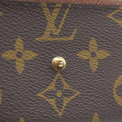 $430 Louis Vuitton Monogram Porte Monnaie Plat Coin Purse Wallet Brown