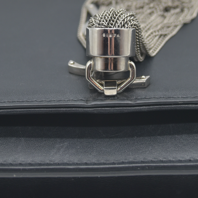 $2100 Saint Laurent Smooth Calfskin Classic Monogram Kate Tassel Chain Wallet Black