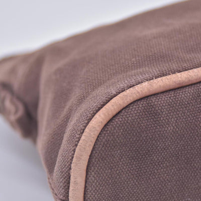 $520 HERMES Cotton Canvas Bolide MM Cosmetic Pouch Brown CONSIGNMENT 10021211