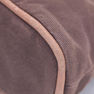 $520 HERMES Cotton Canvas Bolide MM Cosmetic Pouch Brown CONSIGNMENT 10021211