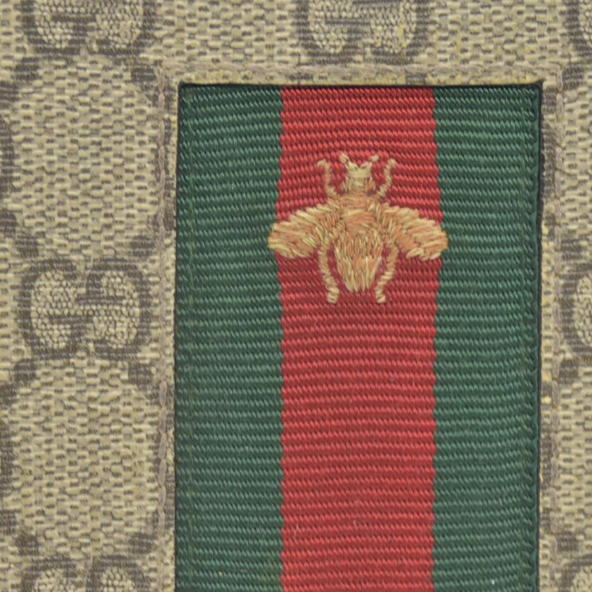 Gucci GG Supreme Monogram Web Bee Zip Around Wallet Beige Cocoa CONSIGNMENT