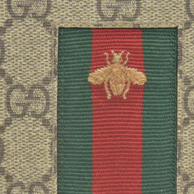 Gucci GG Supreme Monogram Web Bee Zip Around Wallet Beige Cocoa CONSIGNMENT