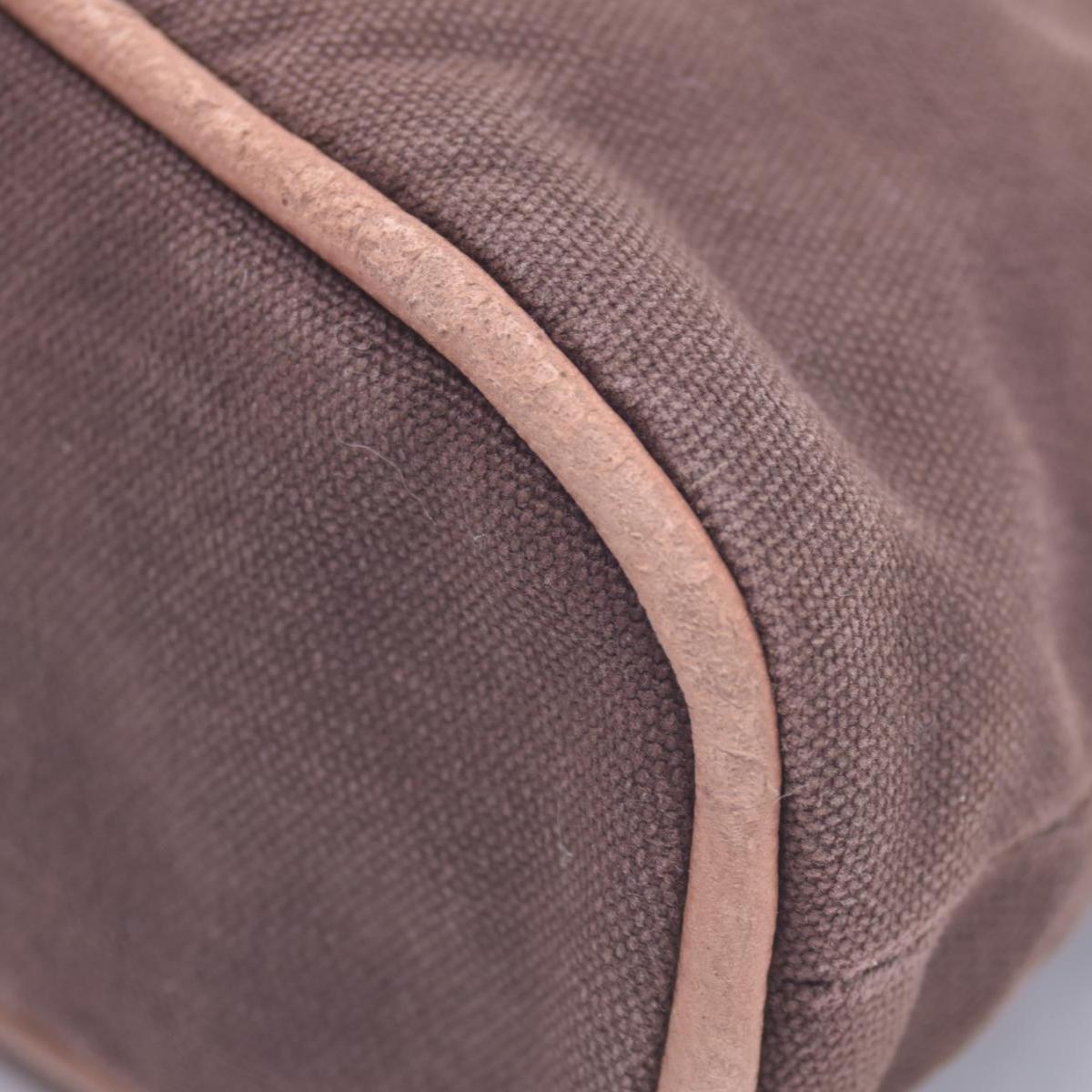 $520 HERMES Cotton Canvas Bolide MM Cosmetic Pouch Brown CONSIGNMENT 10021211