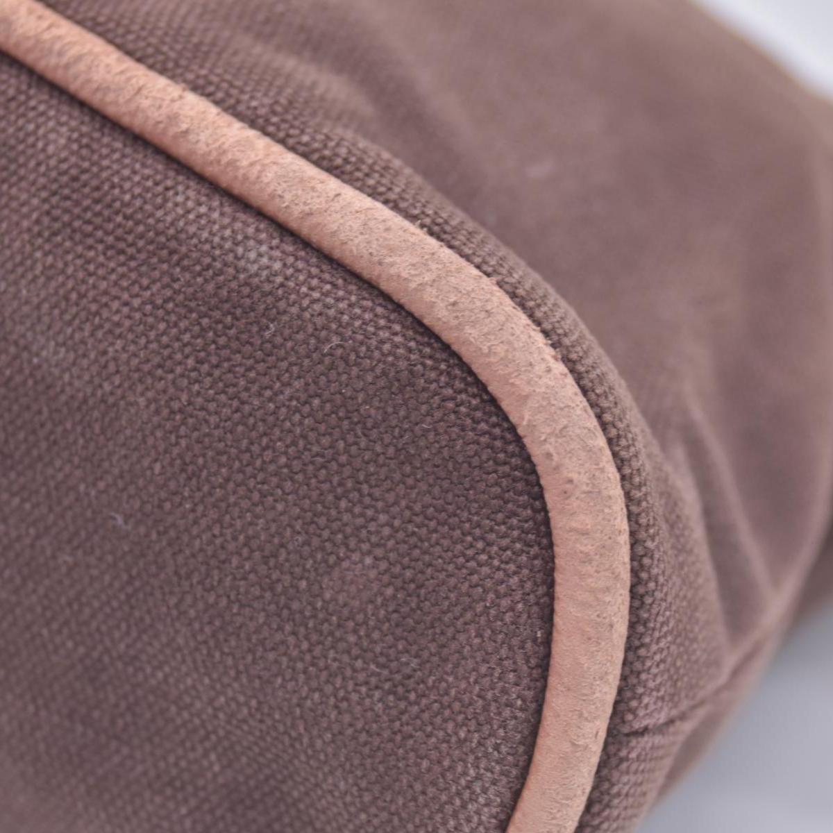 $520 HERMES Cotton Canvas Bolide MM Cosmetic Pouch Brown CONSIGNMENT 10021211