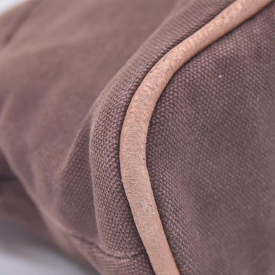 $520 HERMES Cotton Canvas Bolide MM Cosmetic Pouch Brown CONSIGNMENT 10021211
