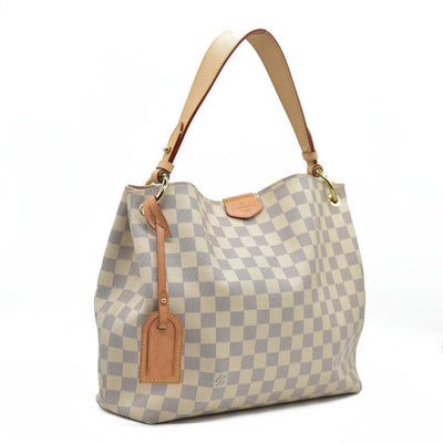 Louis Vuitton Graceful Mm Rose Ballerine White Damier Azur Canvas Tote