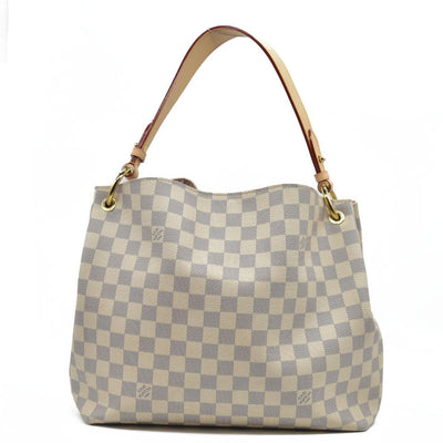 Louis Vuitton Graceful Mm Rose Ballerine White Damier Azur Canvas Tote