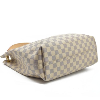 Louis Vuitton Graceful Mm Rose Ballerine White Damier Azur Canvas Tote