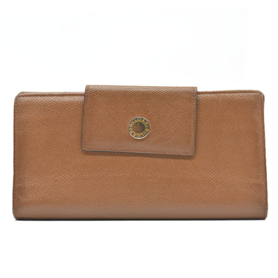 AUCTION $640 BVLGARI Classico Leather Long Bifold Wallet Brown