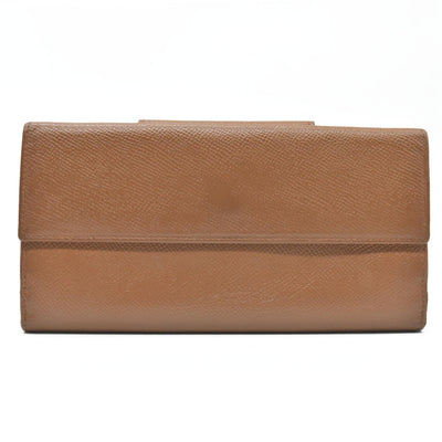 AUCTION $640 BVLGARI Classico Leather Long Bifold Wallet Brown