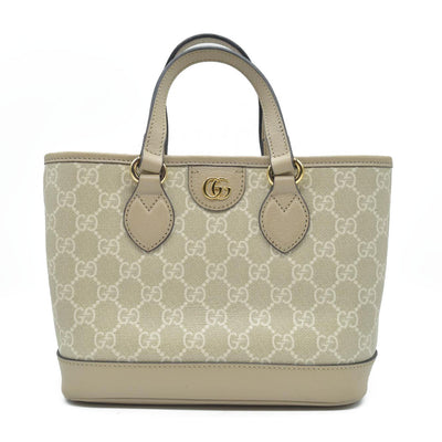 Gucci GG Supreme Monogram Textured Dollar Calfskin Mini Ophidia Shoulder Tote Bag Bag Beige Mystic White Oatmeal